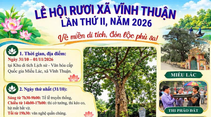 Lễ hội Rươi xã Vĩnh Thuận lần thứ II, năm 2026